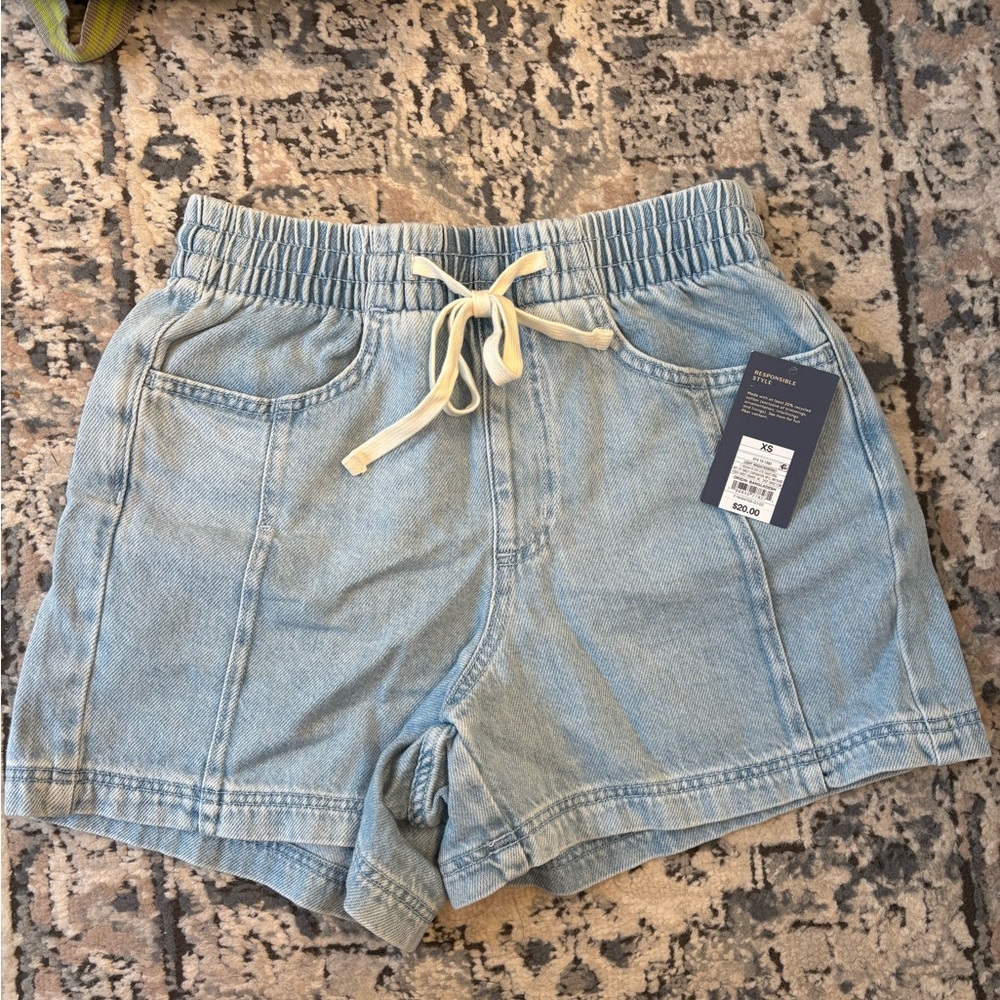 Universal Thread Light Blue Denim Drawstring Jean Shorts
